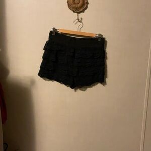 a'gaci Black High Waist Lace Shorts